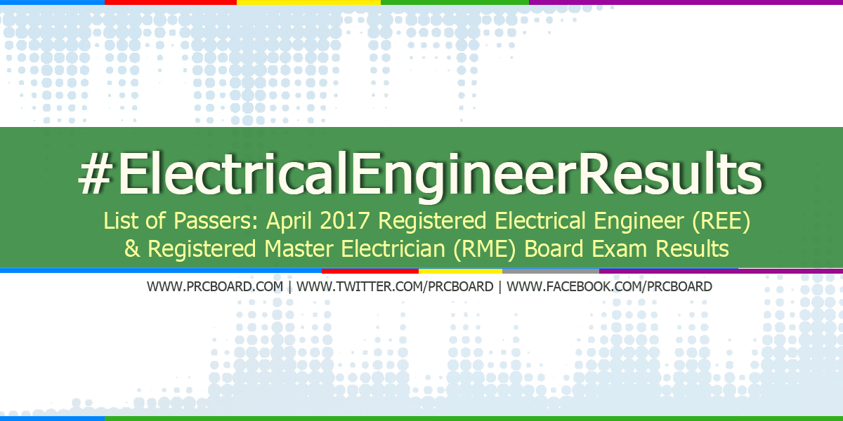 LIST OF PASSERS April 2017 Electrical Engineer REE RME Board Exam Results
