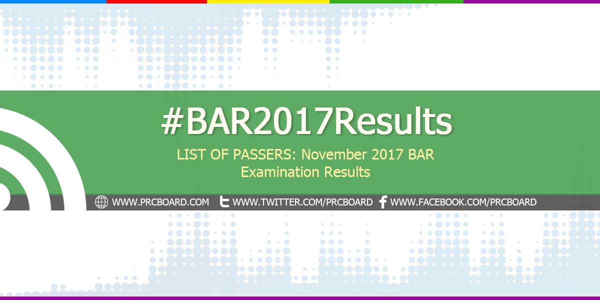 RESULTS November 2017 Philippine Bar Exam List of Passers