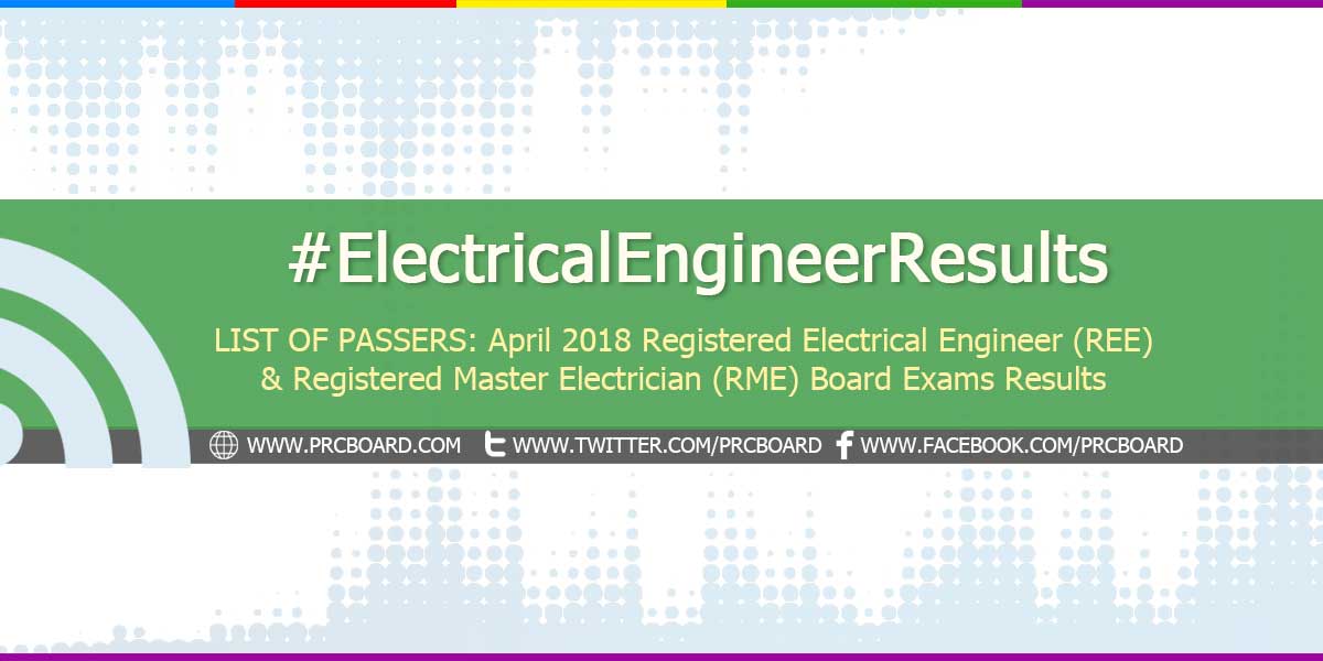 RESULTS April 2018 Electrical Engineer REE RME Board Exam List of Passers