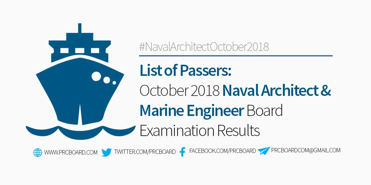 LIST OF PASSERS October 2018 Naval Architect and Marine Engineer Board