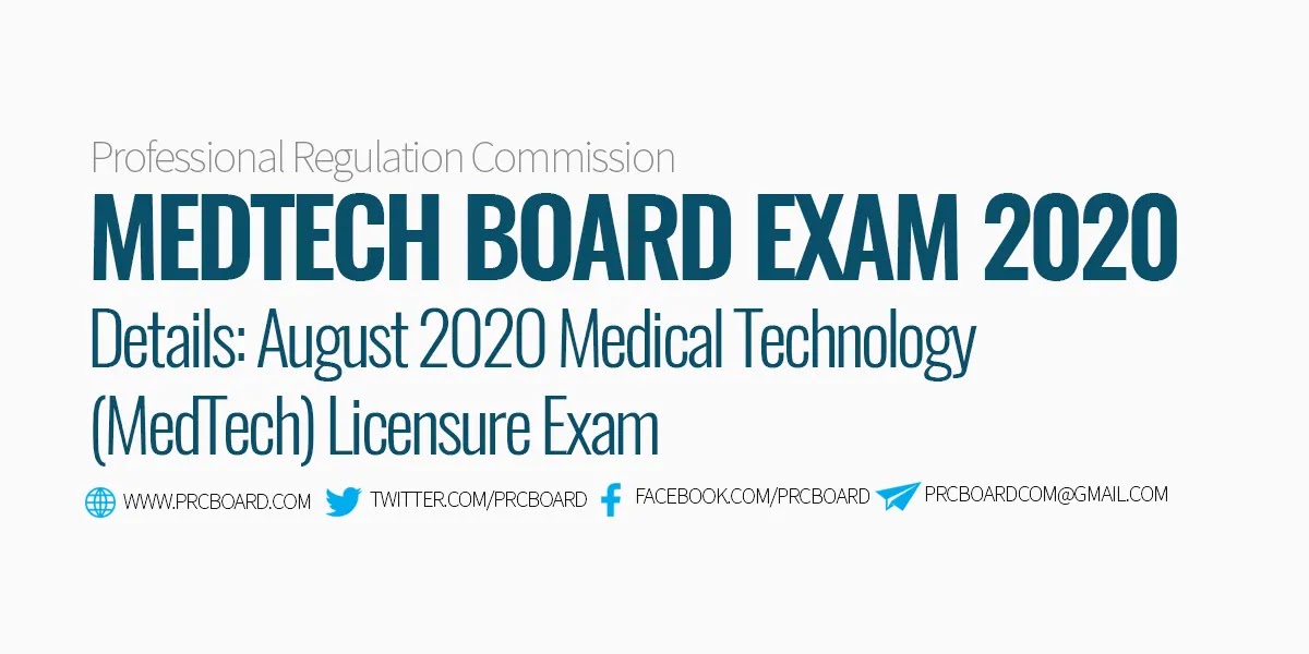 ONLINE APPLICATION August 2020 MedTech Board Exam Schedule