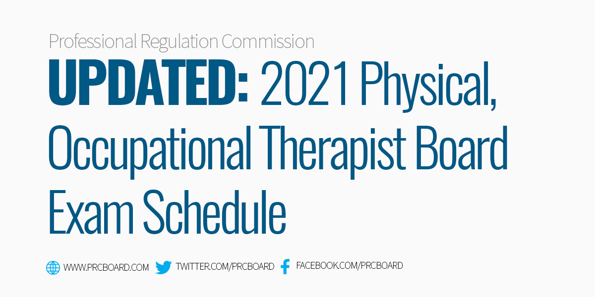 Physical Occupational Therapy 2021 Schedule