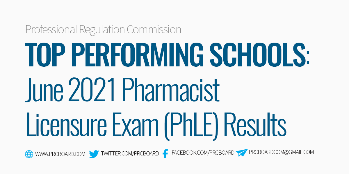 Top Schools June 2021 Pharmacist Board Exam