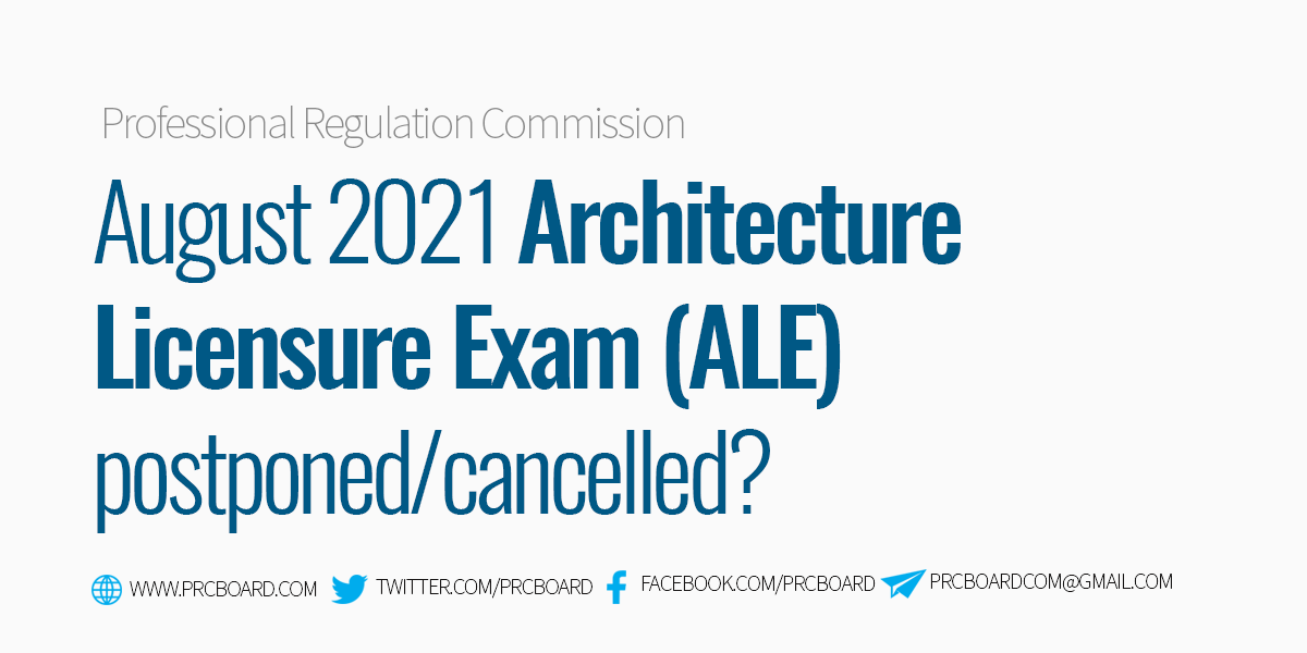 Architecture Licensure Exam August 2021 Postponed
