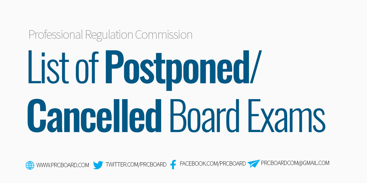 PRC Postponed/ Cancelled Board Licensure Exam 2022