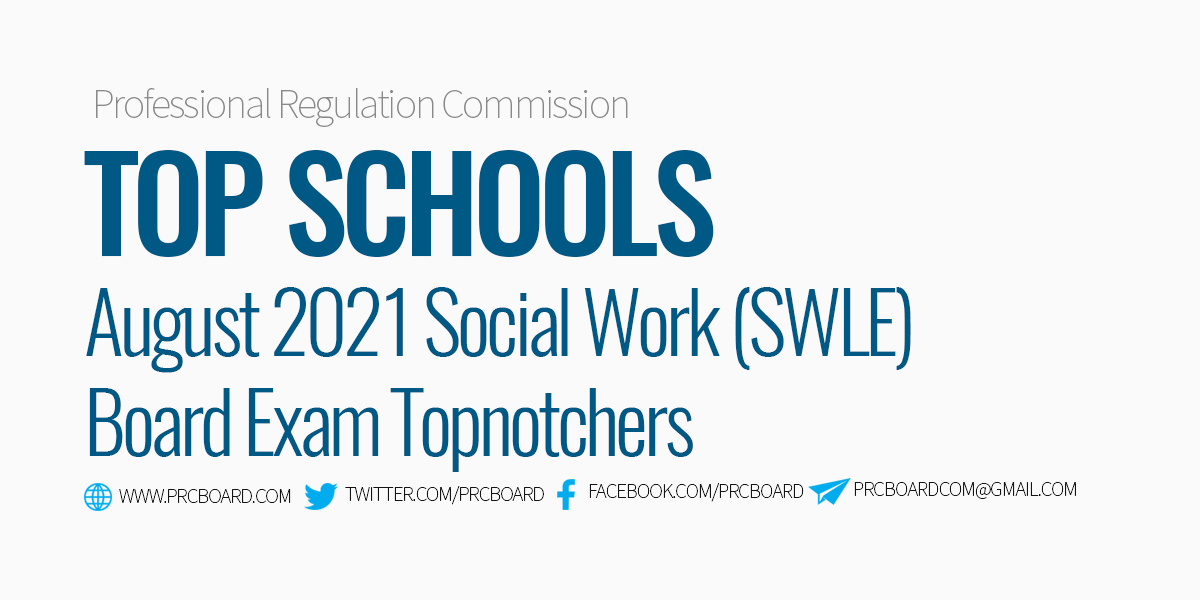 Top Performing Schools August 2021 Social Worker Board Exam