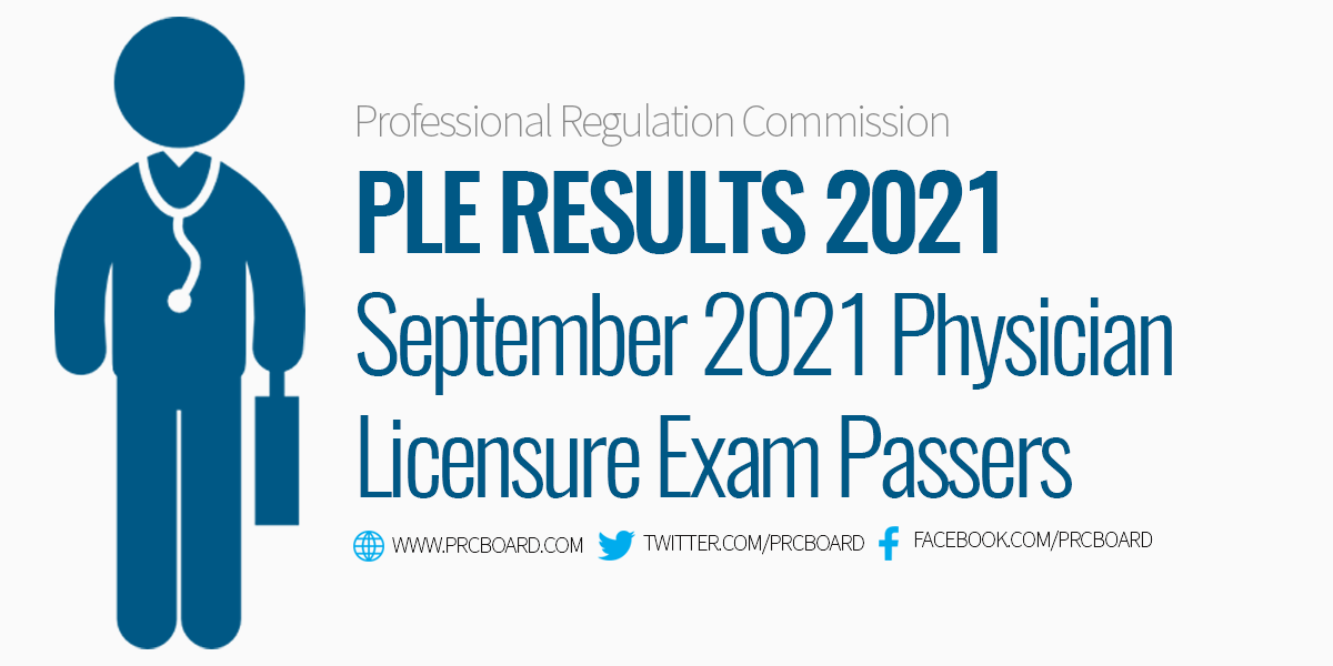 PLE RESULTS 2021 September 2021 Physician Licensure Exam Passers