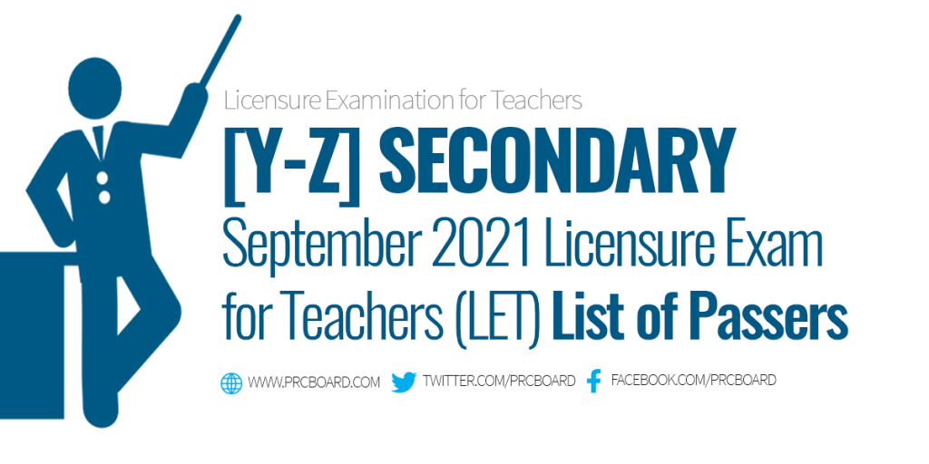 Y-Z Passers September 2021 LET Secondary Level