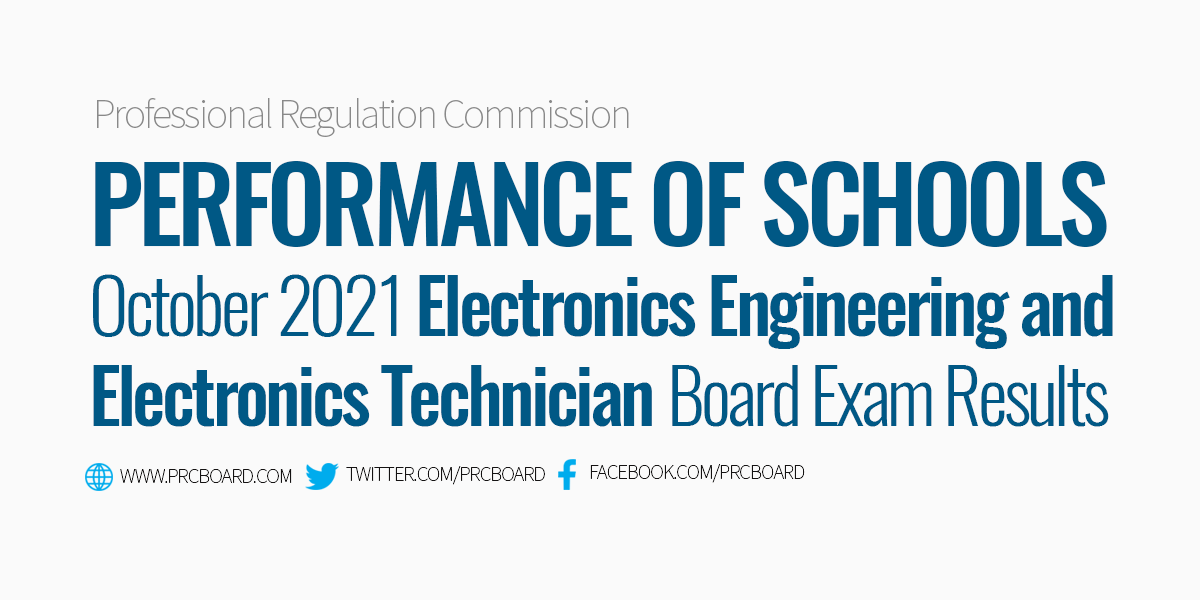 Electronics Engineer ECE ECT Board Exam October 2021 Performance of Schools