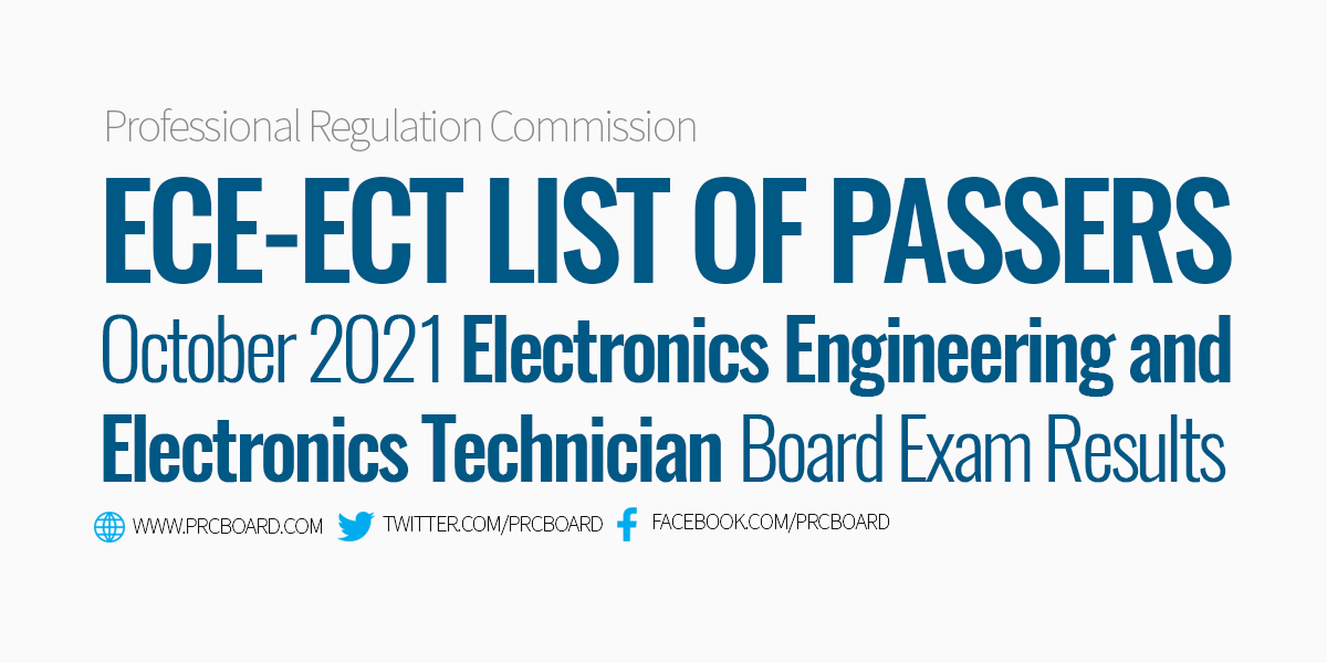 Electronics Engineer ECE ECT Board Exam October 2021 Results