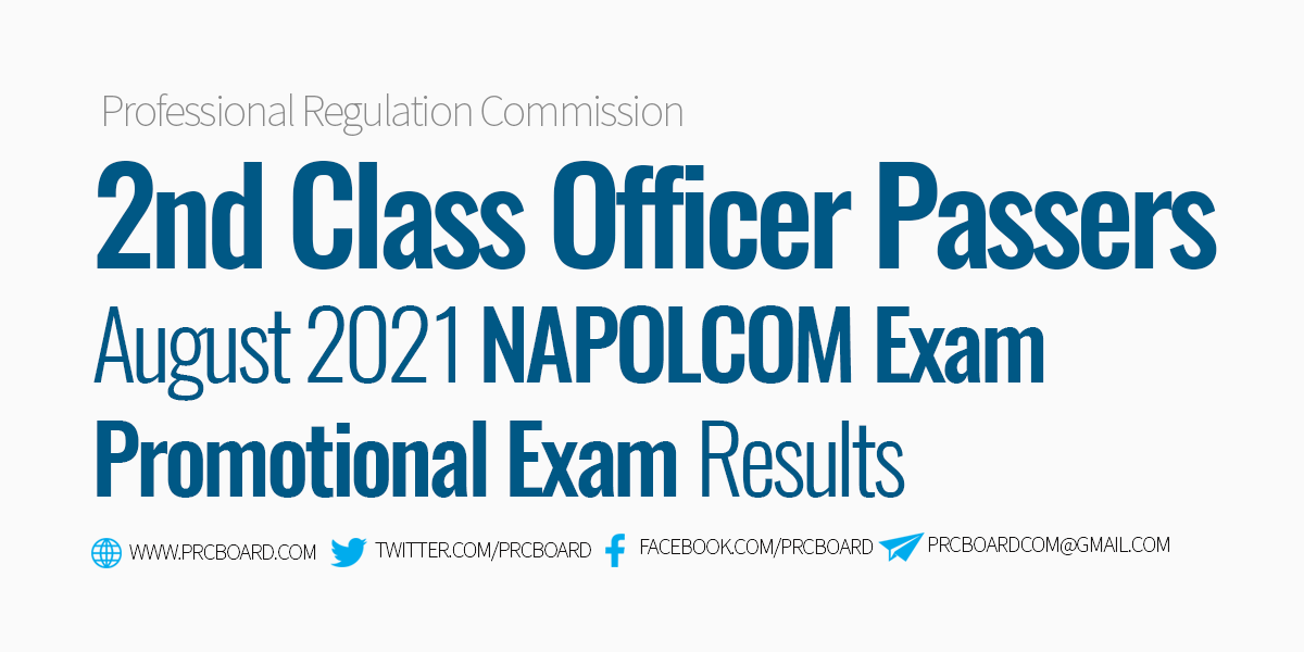 NAPOLCOM 2nd Class Officer Results August 2021