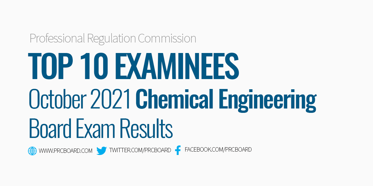 October 2021 Chemical Engineering Board Exam Result Top 10