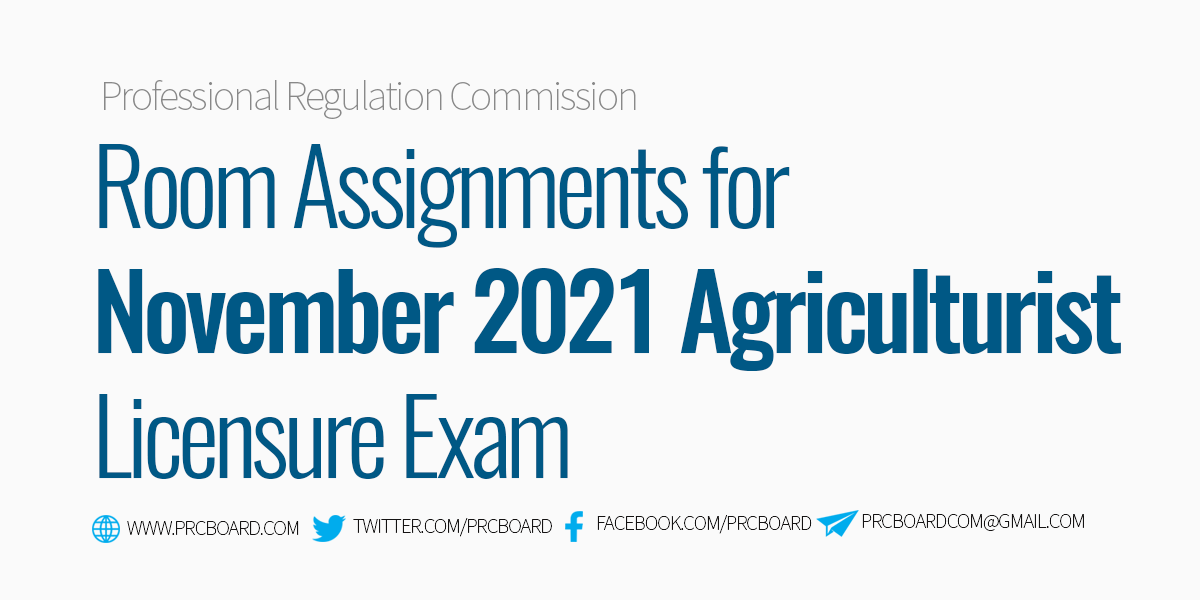 Room Assignment November 2021 Agriculturist Board Exam