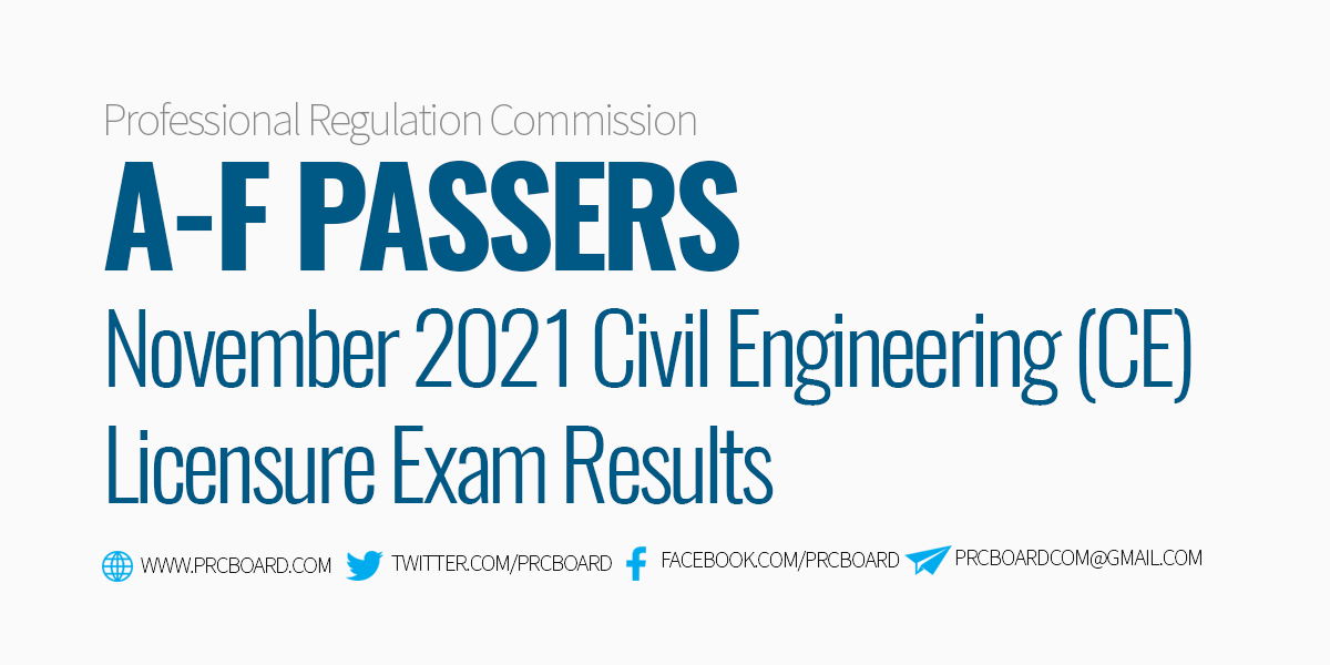 A-F Passers Civil Engineering Board Exam November 2021