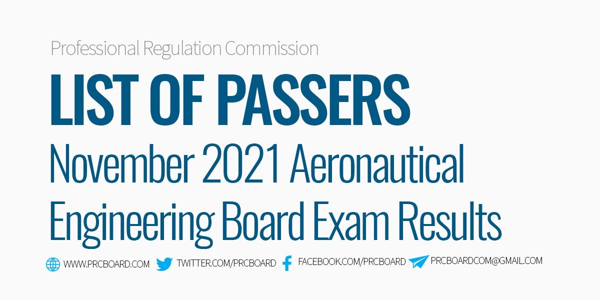 November 2021 Aeronautical Engineering Board Exam Results, Passers