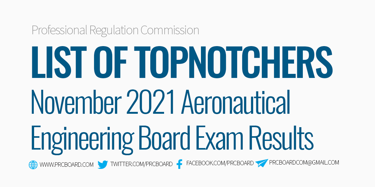 November 2021 Aeronautical Engineering Board Exam Results, Topnotchers