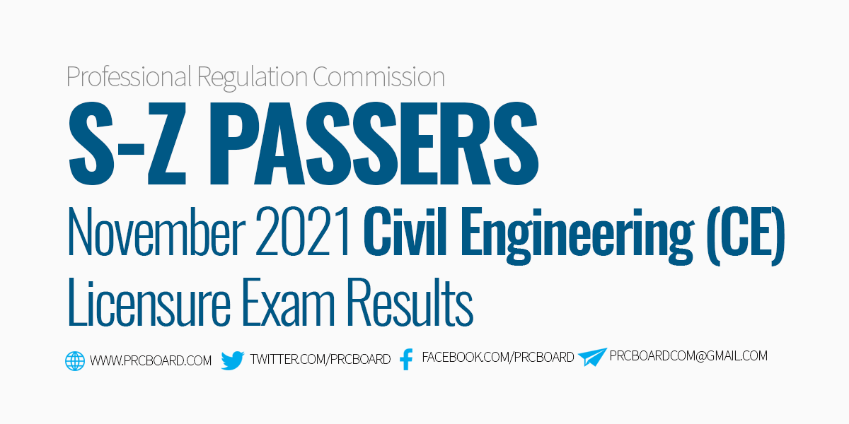 S-Z Passers Civil Engineering Board Exam November 2021