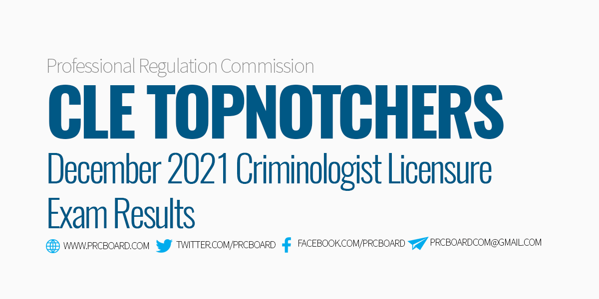 CLE Criminology Board Exam Result December 2021 List of Topnotchers