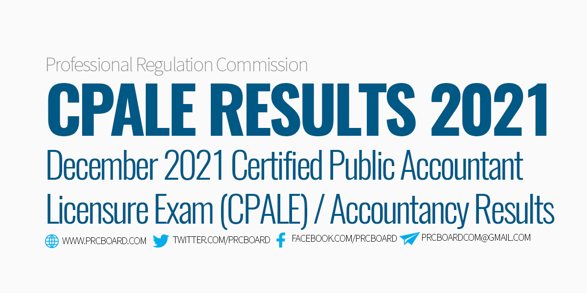 CPALE RESULTS December 2021 Certified Public Accountant CPA Board Exam Passers