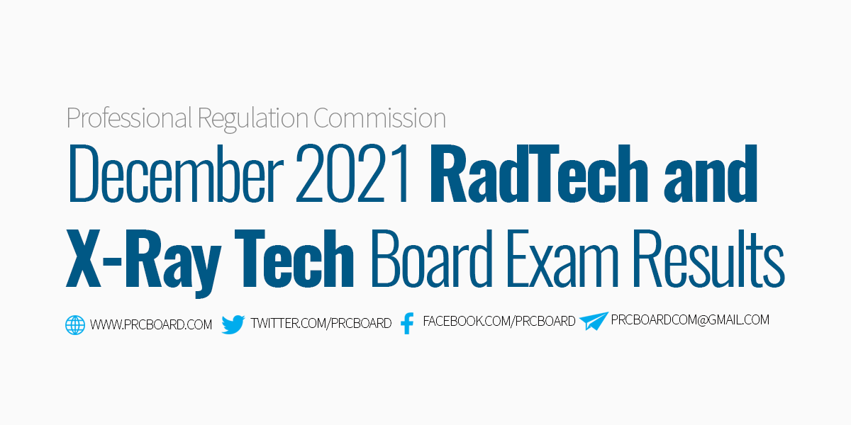 RESULTS December 2021 RadTech & XRay Tech Board Exam Passers