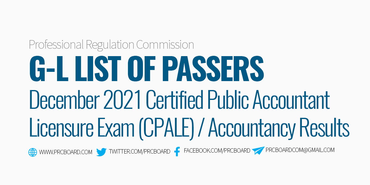 GL Passers CPA Board Exam Results December 2021