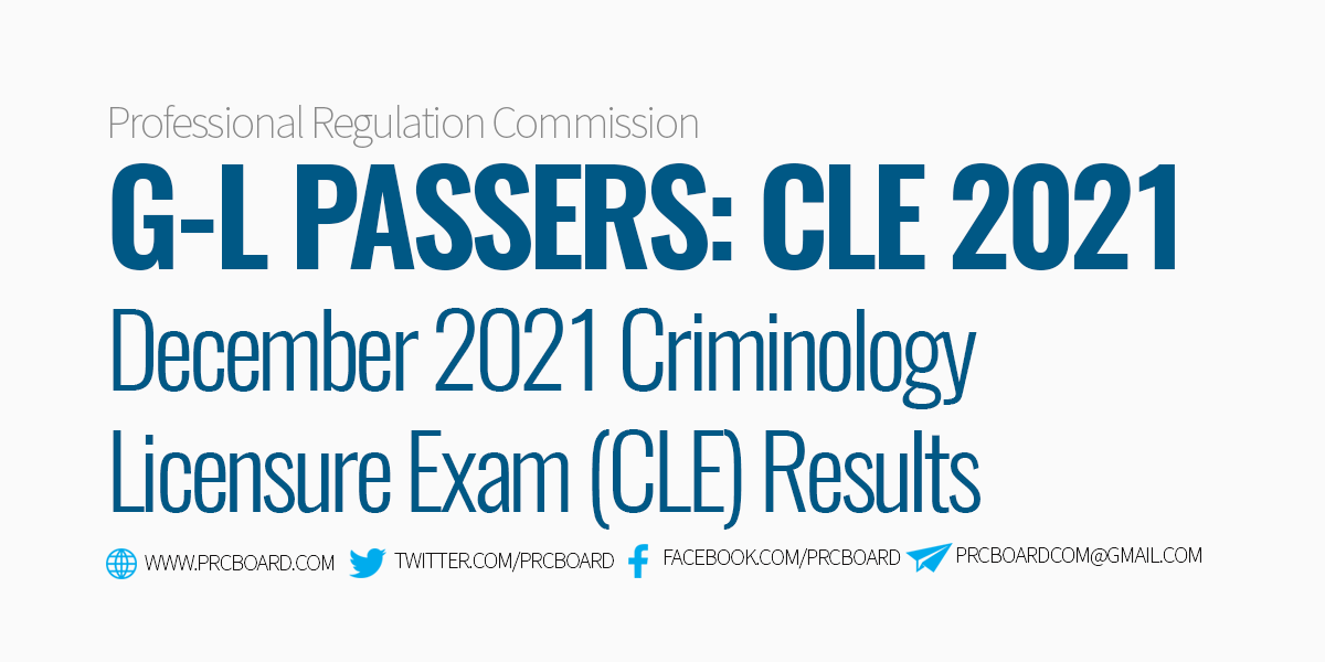 G-L Passers Criminology Board Exam Results CLE December 2021