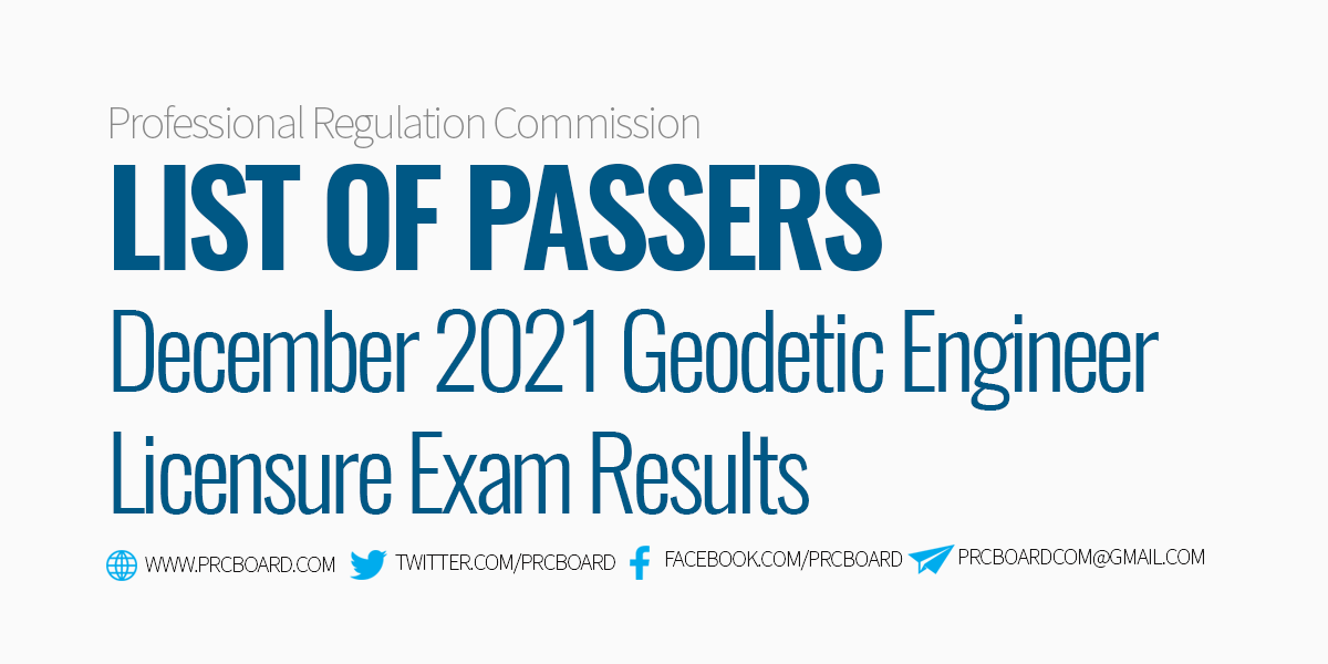 Geodetic Engineer Board Exam Results List of Passers
