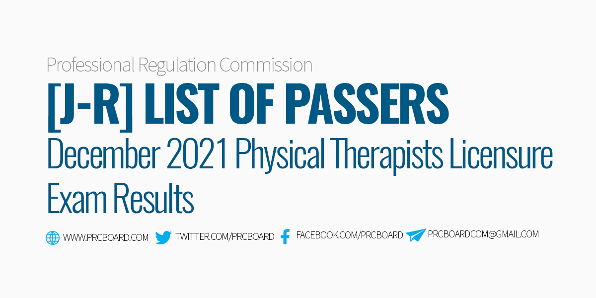 JR Passers December 2021 Physical Therapist PT Board Exam Results