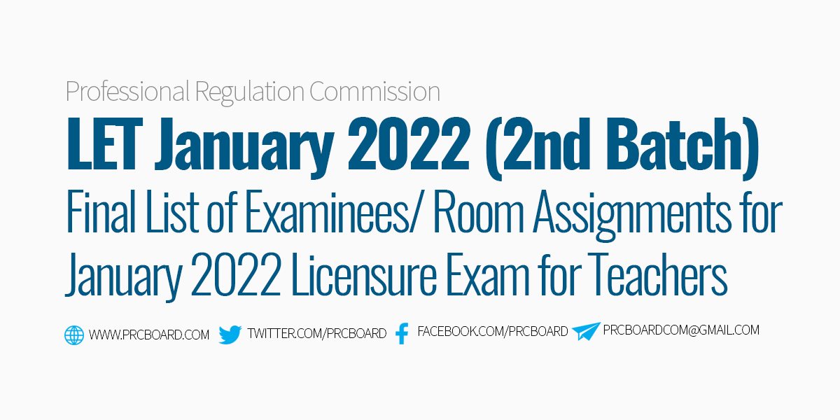 LET January 2022 Final List of Examinees Room Assignments