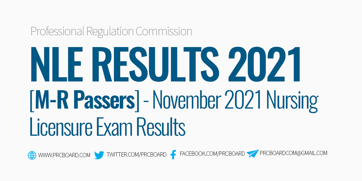 MR Passers NLE Nurse Licensure Exam November 2021