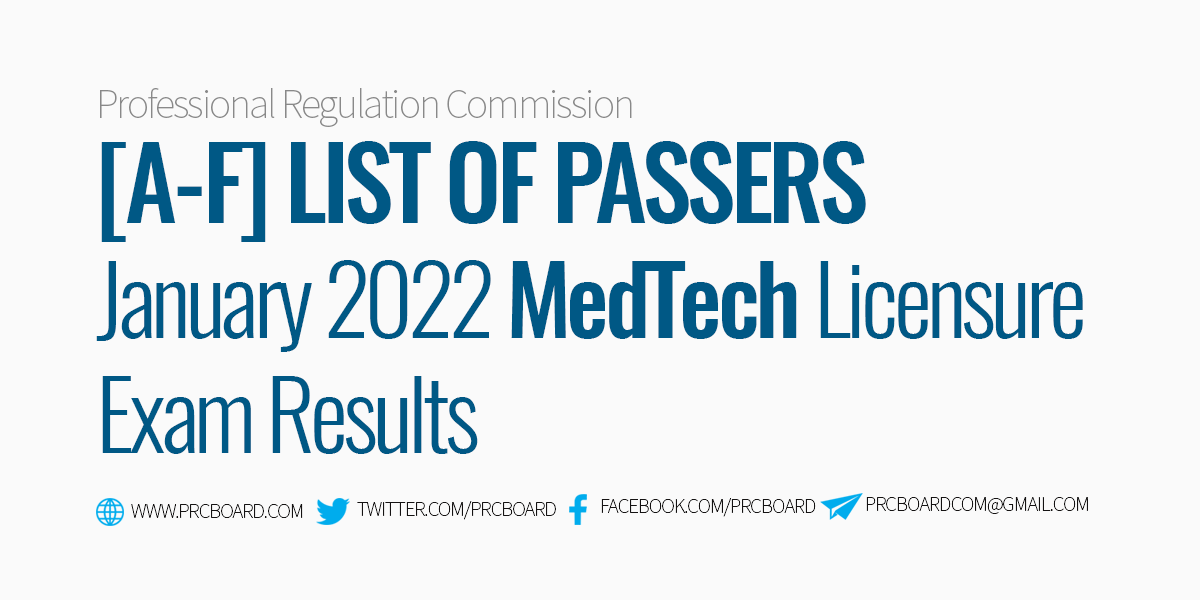AF Passers MedTech Board Exam Results January 2022