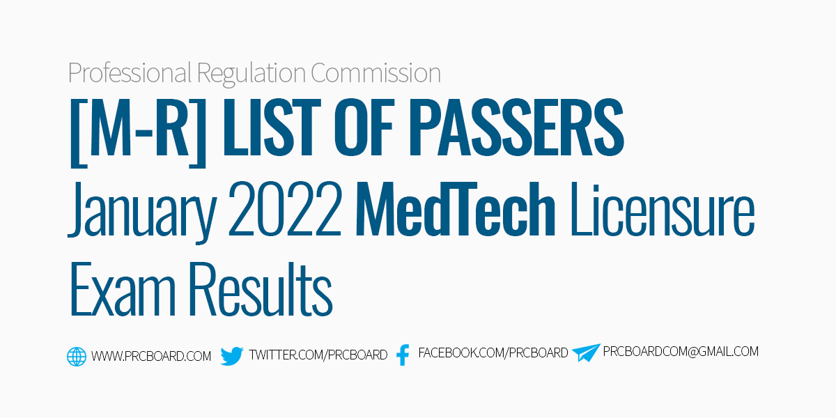 M-R Passers MedTech Board Exam Results January 2022