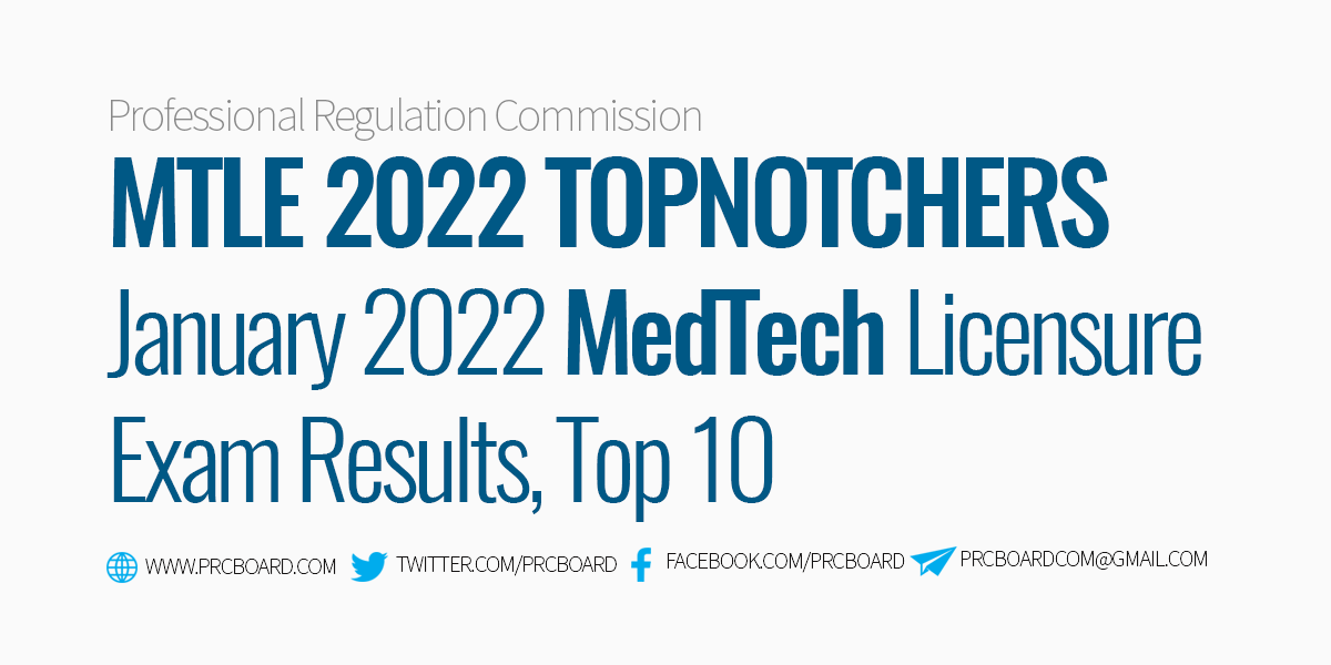 TOPNOTCHERS January 2022 MedTech Licensure Exam Results