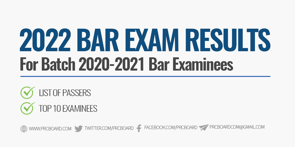 2022 BAR EXAM RESULTS List of Passers and Topnotchers for Batch 20202021