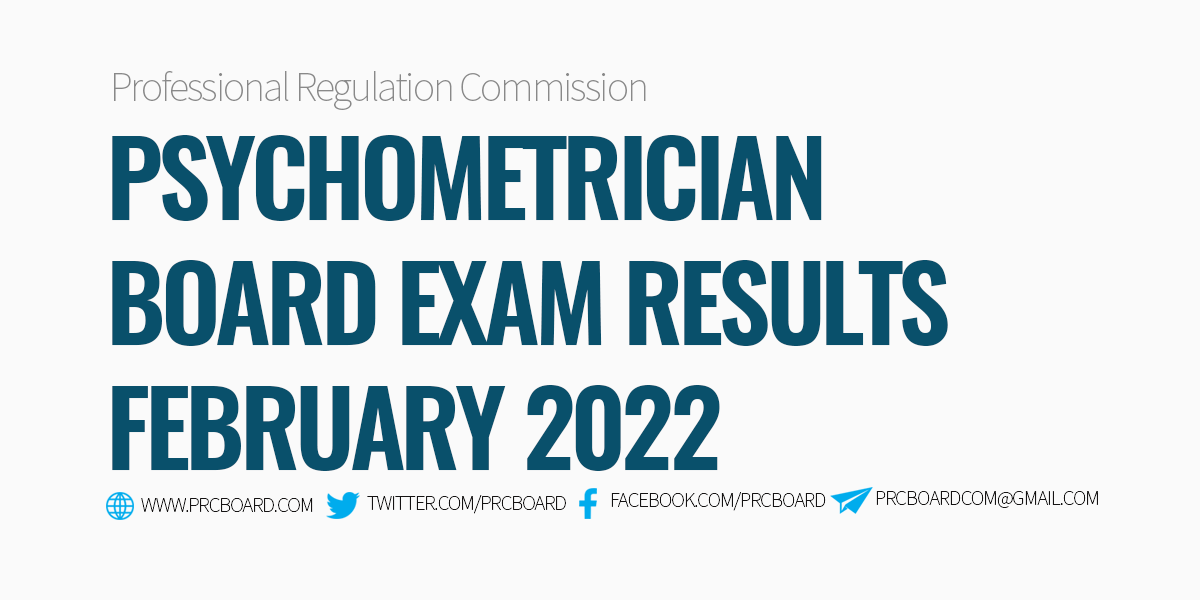 Psychometrician Board Exam Result February 2022