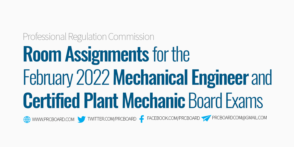 Room Assignment February 2022 Mechanical Engineering Board Exam