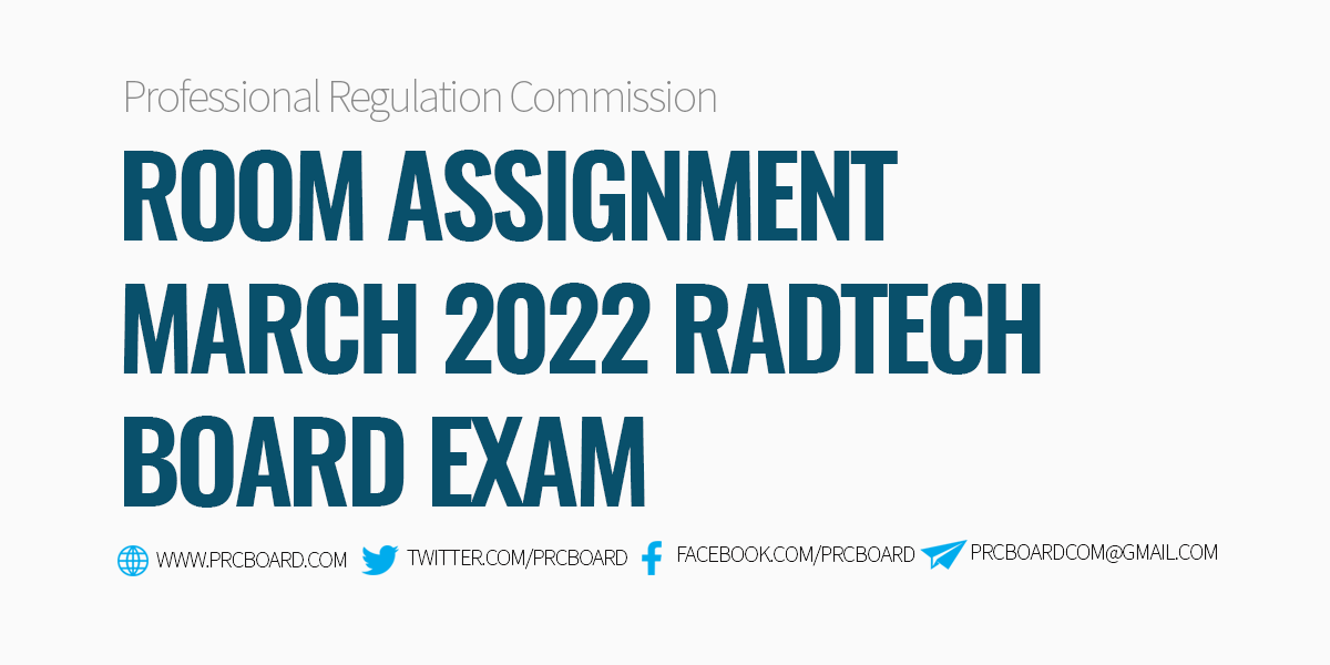 Room Assignment March 2022 RadTech Board Exam