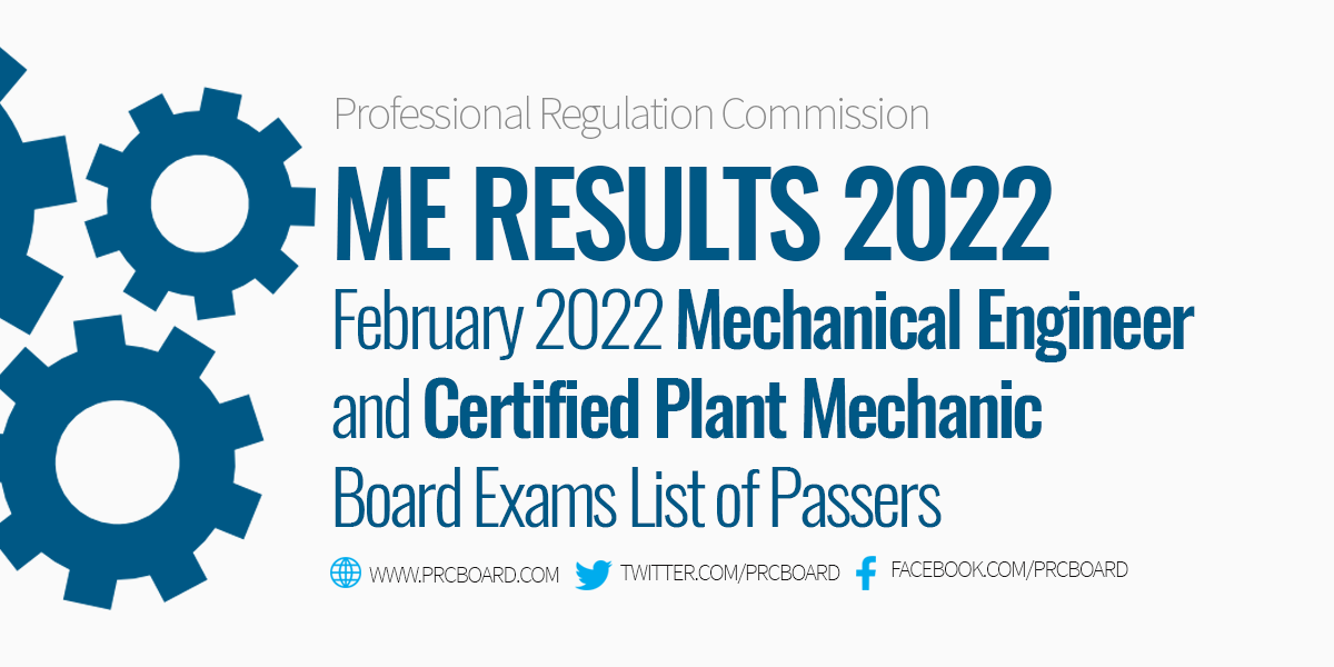 February 2022 Mechanical Engineer Board Exam Results Passers