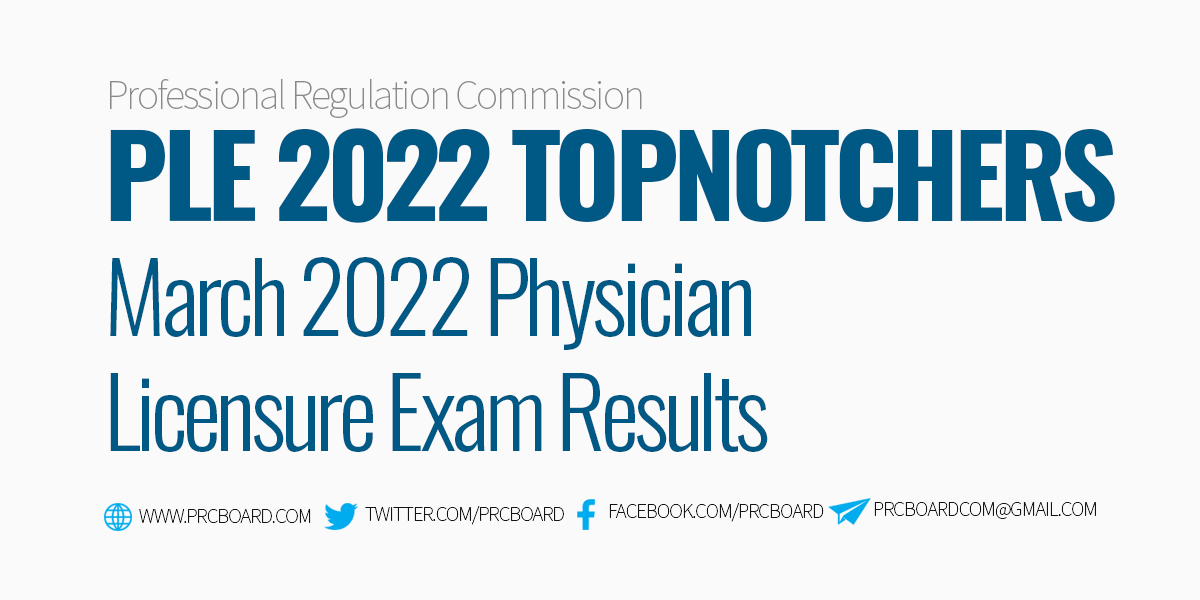 TOPNOTCHERS March 2022 Physician Licensure Exam PLE, Top 10