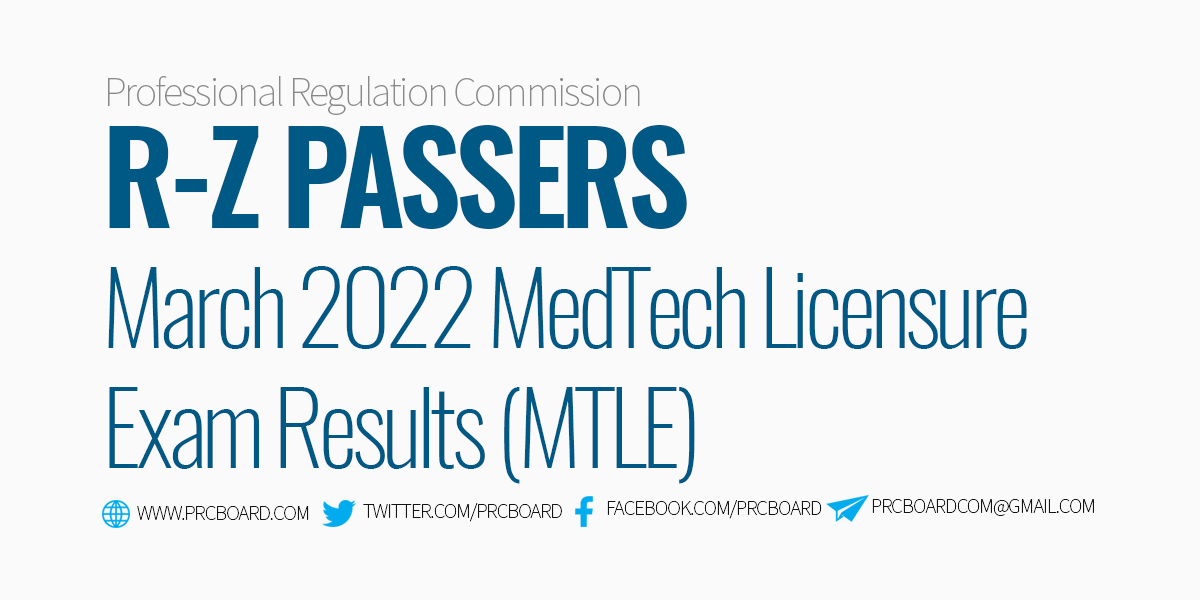 RZ Passers March 2022 MedTech Board Exam