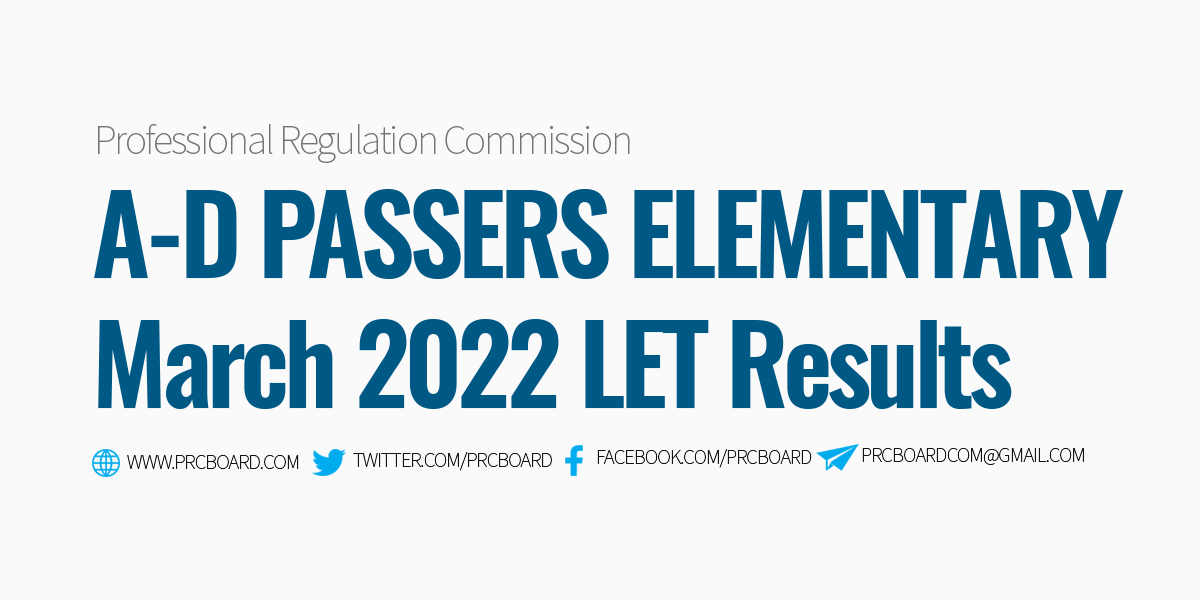 A-D Passers LET March 2022 Elementary Level