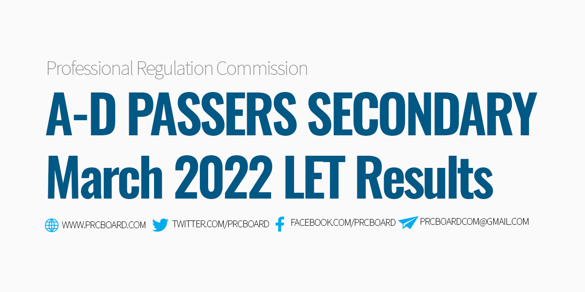 A-D Passers March 2022 LET Secondary Level
