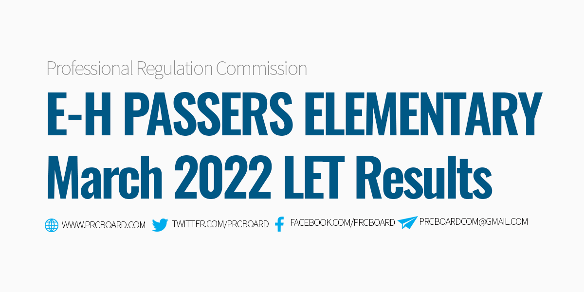 EH Passers Elementary March 2022 LET Results