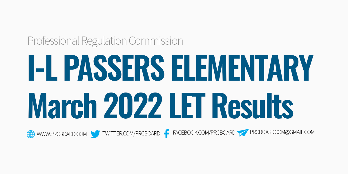 I-L Passers LET March 2022 Elementary Level