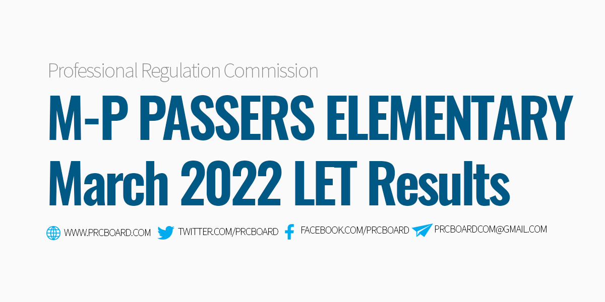 M-P Passers LET March 2022 Elementary Level