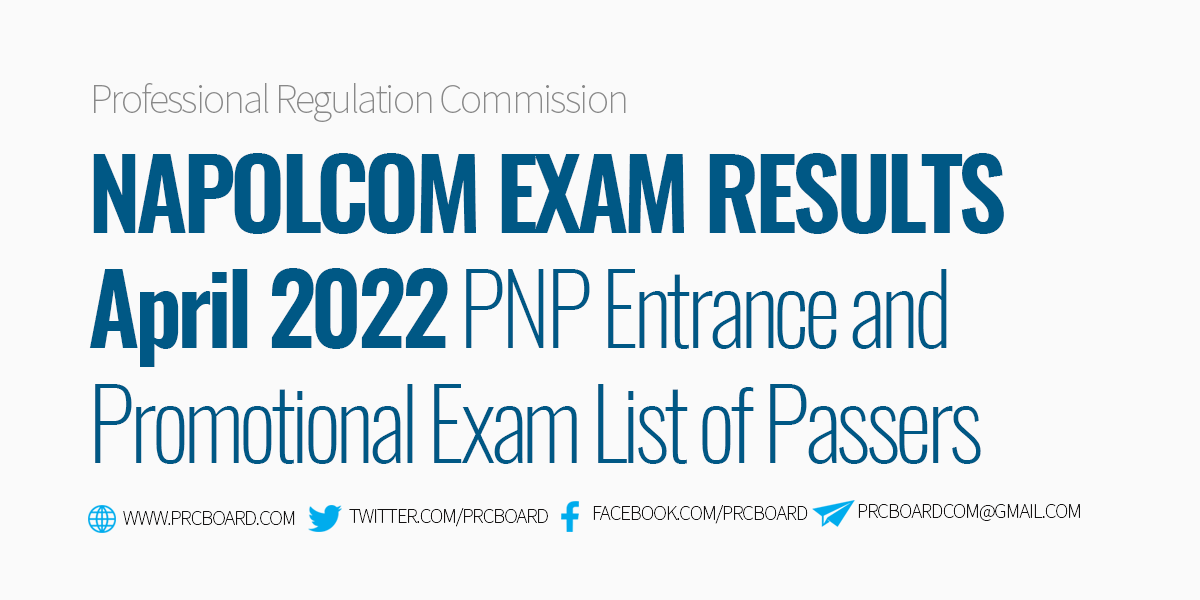 NAPOLCOM Exam Results April 2022
