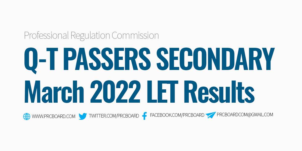 Q-T Passers March 2022 LET Secondary Level