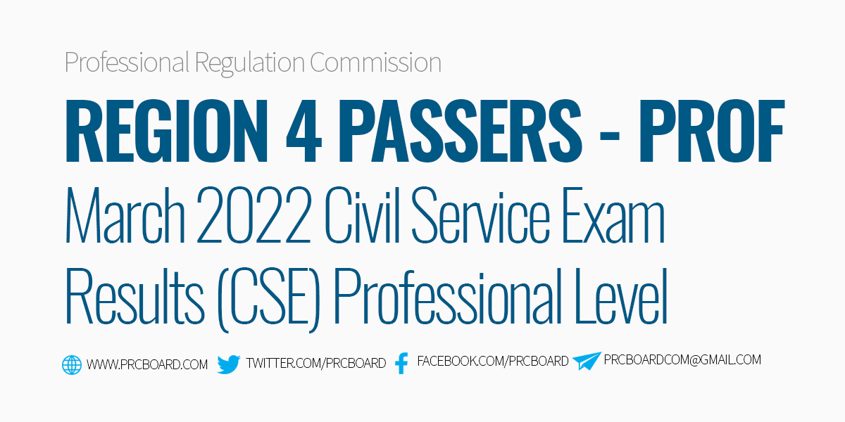 Region 4 Passers Professional Level March 13, 2022 Civil Service Exam
