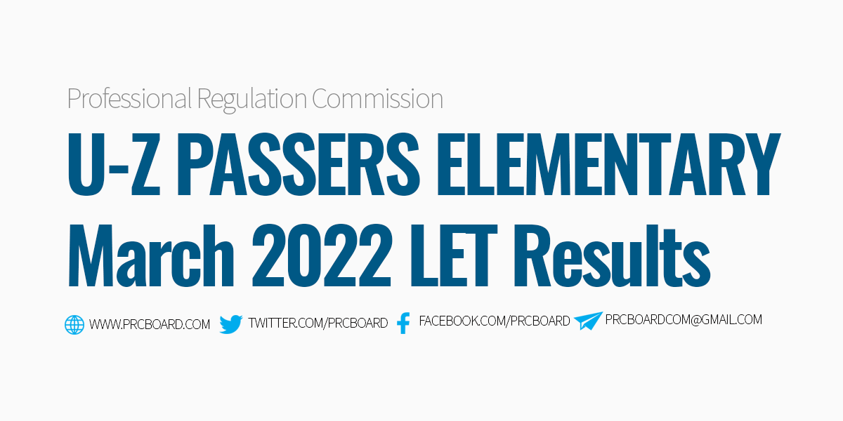 U-Z Passers LET March 2022 Elementary Level
