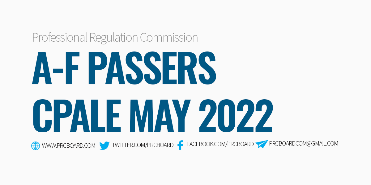 A-F Passers CPALE May 2022